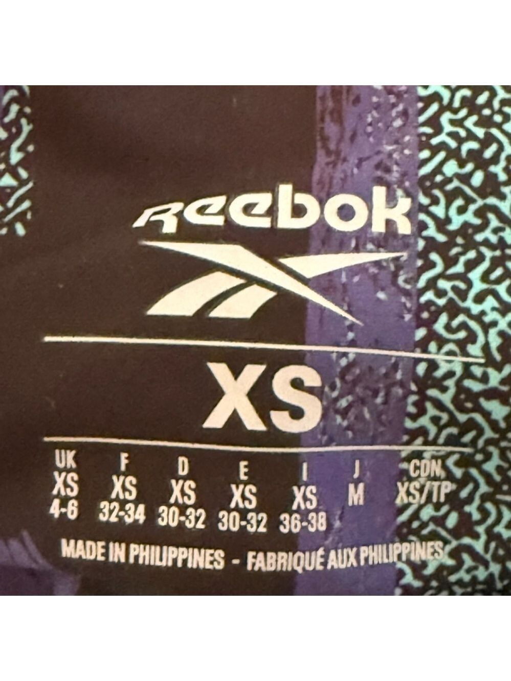 Reebok AOP Printed Leggings Black Pink Purple High Rise Speedwick Activewear XS - Picture 7 of 12